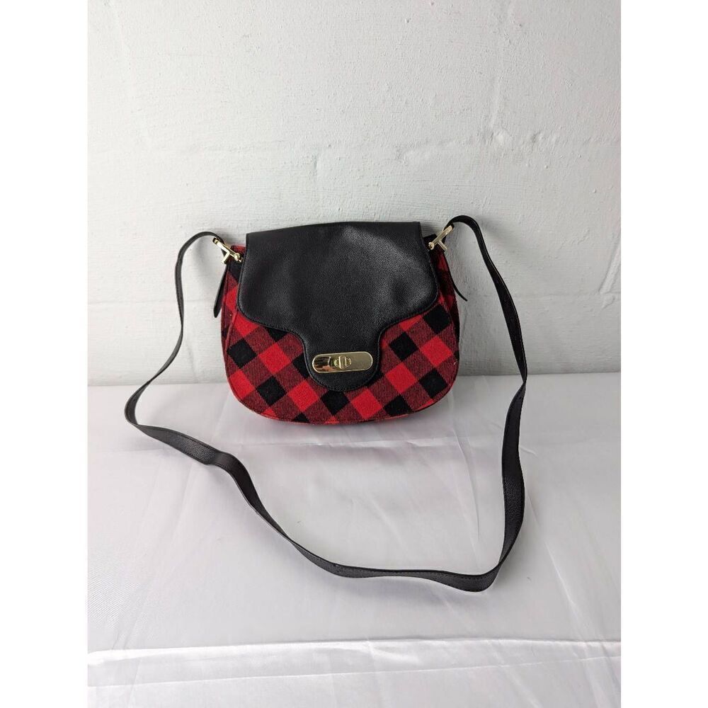 Talbots Black and Red Plaid Crossbody Bag